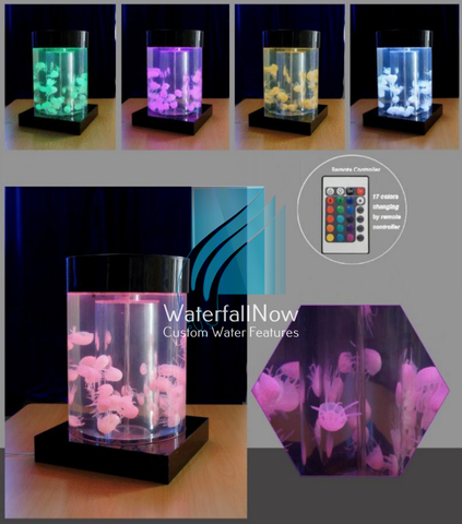Tabletop Artificial Jellyfish Aquarium - Black Acrylic Cylinder - dja1100b