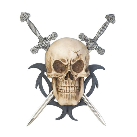 Two Sword Skull Wall Plaque