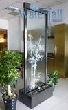 7.5 Feet Indoor Floor Fountain Black Electroplated Titanium Bamboo Clear Glass - DTBG90FF